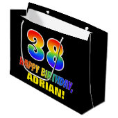 Grand Sac Cadeau 38e anniversaire : Bold, amusant, simple, arc-en-c (Devant Angle)