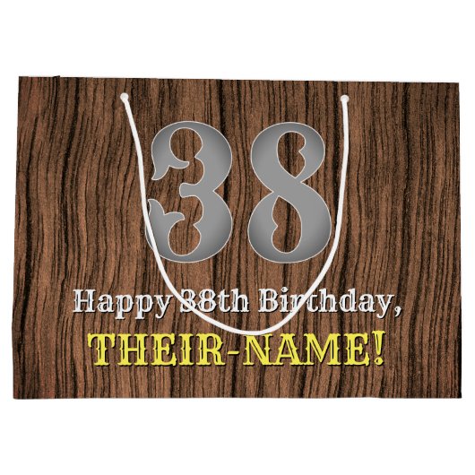 Grand Sac Cadeau 38e anniversaire : Pays inspiré par l'Ouest Look,  (Dos)