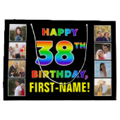 Grand Sac Cadeau 38e anniversaire : Rainbow Text, Custom Photos & N (Dos)