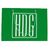 Grand Sac Cadeau 3 Initiales Monogramme | Vert et blanc (Dos)