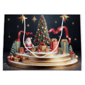 Grand Sac Cadeau 3D Christmas podium with Santa and Christmas tree (Devant)