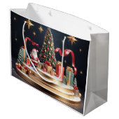 Grand Sac Cadeau 3D Christmas podium with Santa and Christmas tree (Dos Angle)