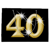 Grand Sac Cadeau 40 et anniversaire noir fabuleux d'or (Dos)
