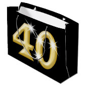 Grand Sac Cadeau 40 et anniversaire noir fabuleux d'or (Dos Angle)