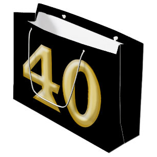 Grand Sac Cadeau 40 et anniversaire noir fabuleux d'or