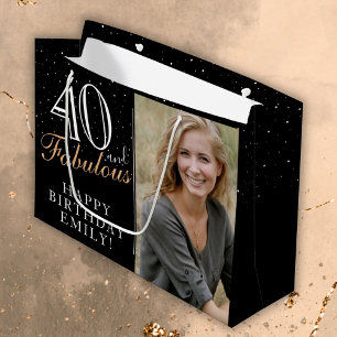 Grand Sac Cadeau 40 et fabuleux Elegant Black 40th Birthday Photo