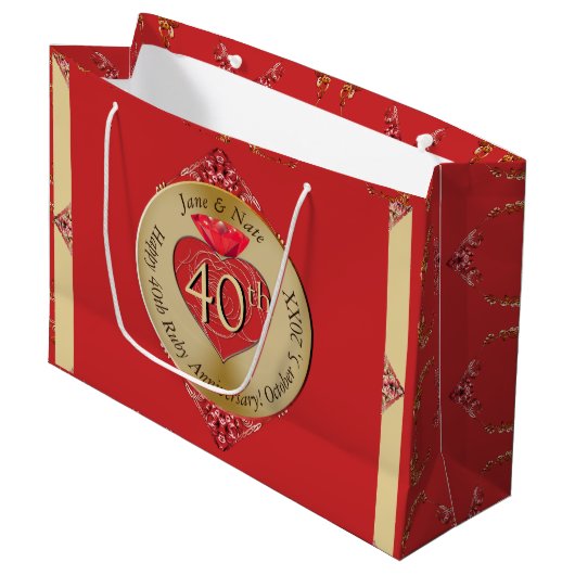 Grand Sac Cadeau 40e/15e Rouge rubis (Devant Angle)