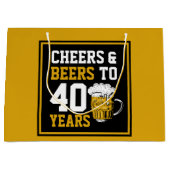 Grand Sac Cadeau 40e anniversaire Cheers & Bières à 40 ans (Devant)