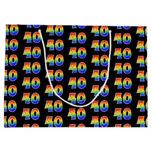 Grand Sac Cadeau 40e anniversaire : Fun Rainbow Event Number 40 Mot