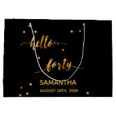 Grand Sac Cadeau 40e anniversaire noir or bonjour 40 nom script (Dos)