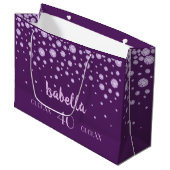 Grand Sac Cadeau 40e anniversaire rose violet nom diamants (Devant Angle)