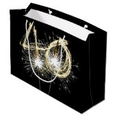 Grand Sac Cadeau 40e anniversaire Sparklers en noir (Dos Angle)