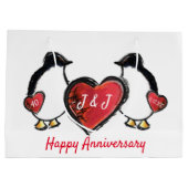 Grand Sac Cadeau 40ème anniversaire de mariage de rubis pingouin (Dos)