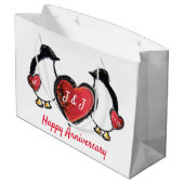 Grand Sac Cadeau 40ème anniversaire de mariage de rubis pingouin (Dos Angle)