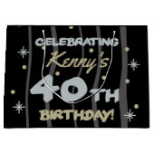Grand Sac Cadeau 40th Birthday Party Ajouter votre nom (Devant)