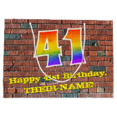 Grand Sac Cadeau 41e anniversaire : Amusant, Arc-en-ciel inspiré pa (Dos)