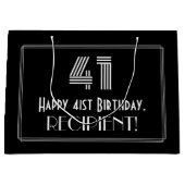 Grand Sac Cadeau 41e anniversaire — Art Déco Inspiré Look "41" & No (Devant)