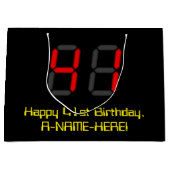 Grand Sac Cadeau 41e anniversaire : Rouge Digital Horloge Style "41 (Devant)