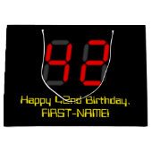 Grand Sac Cadeau 42e anniversaire : Rouge Digital Horloge Style "42 (Devant)