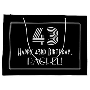 Grand Sac Cadeau 43e anniversaire — Art Déco Inspiré Look "43" & No