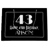 Grand Sac Cadeau 43e anniversaire : Art Déco Style inspiré "43", No (Devant)