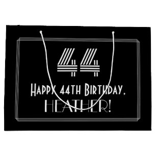 Grand Sac Cadeau 44e anniversaire — Art Déco Inspiré Look "44" & No