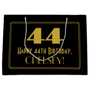 Grand Sac Cadeau 44e anniversaire — Art Déco Inspiré Look "44" & No