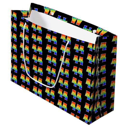 Grand Sac Cadeau 44e anniversaire : Fun Rainbow Numéro d'événement (Devant Angle)