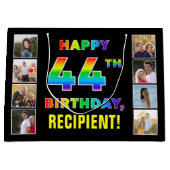 Grand Sac Cadeau 44e anniversaire : Rainbow Text, Custom Photos & N (Devant)