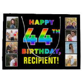 Grand Sac Cadeau 44e anniversaire : Rainbow Text, Custom Photos & N (Dos)