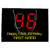 Grand Sac Cadeau 46ème anniversaire : Rouge Digital Horloge Style " (Dos)