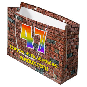 Grand Sac Cadeau 47e anniversaire : Amusant, Arc-en-ciel inspiré pa