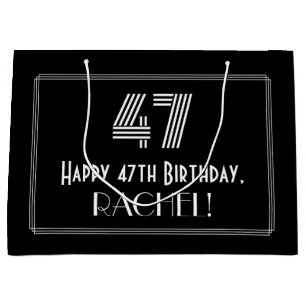Grand Sac Cadeau 47e anniversaire — Art Déco Inspiré Look "47" & No