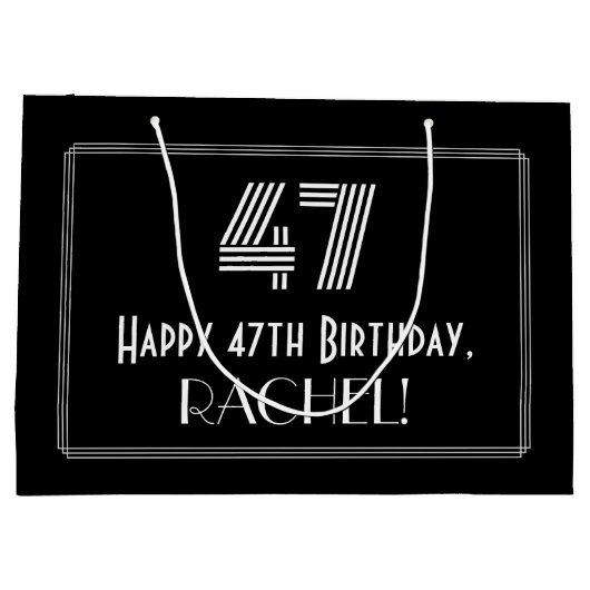 Grand Sac Cadeau 47e anniversaire — Art Déco Inspiré Look "47" & No (Dos)