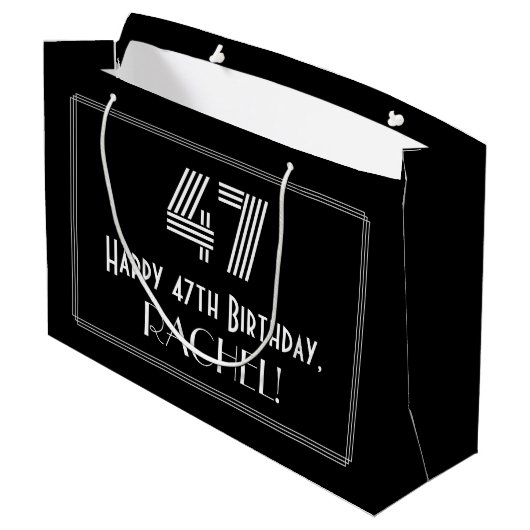 Grand Sac Cadeau 47e anniversaire — Art Déco Inspiré Look "47" & No (Dos Angle)