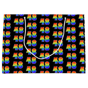 Grand Sac Cadeau 48e anniversaire : Fun Rainbow Event Numéro 48 Mot