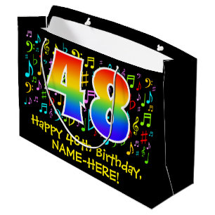 Grand Sac Cadeau 48e anniversaire - Symboles de musique colorée, Ar