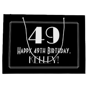 Grand Sac Cadeau 49e anniversaire : Art Déco Style inspiré "49", No