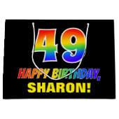 Grand Sac Cadeau 49e anniversaire : Bold, amusant, simple, arc-en-c (Devant)