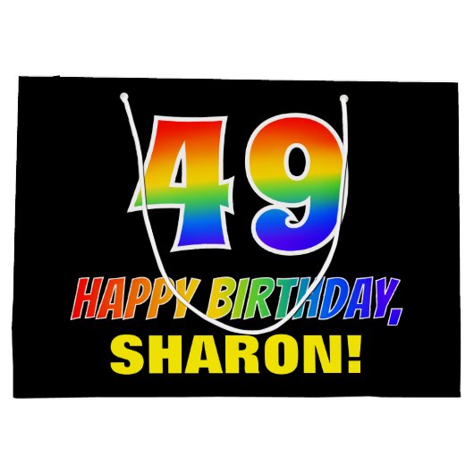 Grand Sac Cadeau 49e anniversaire : Bold, amusant, simple, arc-en-c (Dos)