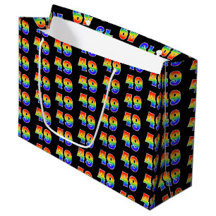 Grand Sac Cadeau 49e anniversaire : Fun Rainbow Event Numéro 49 Mot