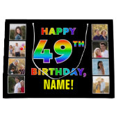 Grand Sac Cadeau 49e anniversaire : Rainbow Text, Custom Photos & N (Devant)