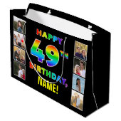 Grand Sac Cadeau 49e anniversaire : Rainbow Text, Custom Photos & N (Dos Angle)
