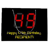 Grand Sac Cadeau 49ème anniversaire : Rouge Digital Horloge Style " (Dos)
