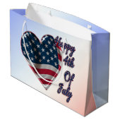Grand Sac Cadeau 4 juillet coeur heureux de drapeau des Etats-Unis (Dos Angle)