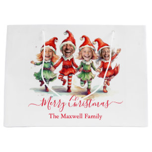 Grand Sac Cadeau 4 Photos elfes de Noël