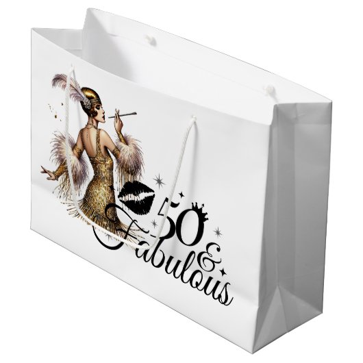 Grand Sac Cadeau 50 Et Fabuleux (Devant Angle)