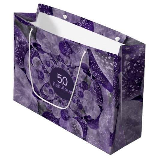 Grand Sac Cadeau 50 Et Fabuleux Balloons Kaleidoscope Violet (Devant Angle)