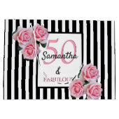 Grand Sac Cadeau 50 fabuleux flancs roses noirs rayures blanches (Dos)