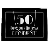 Grand Sac Cadeau 50e anniversaire : Art Déco Style inspiré "50", No (Dos)